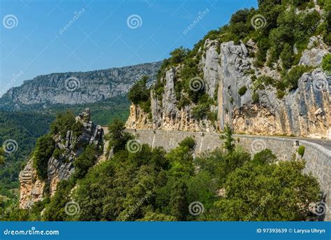 Narrow Road Along The Famous Verdon Gorge National Park Provence