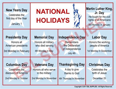 National Holidays Poster In 2020 American Government High School New