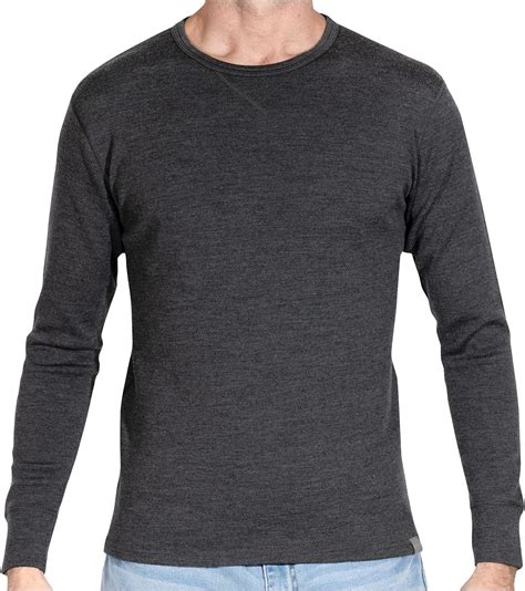 meriwool mens base layer 100 merino wool heavyweight 400g thermal shirt for men charcoal gray