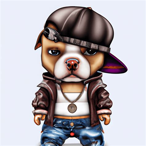 Pitbull In A Hip Hop Outfit Chibi Cartoon · Creative Fabrica