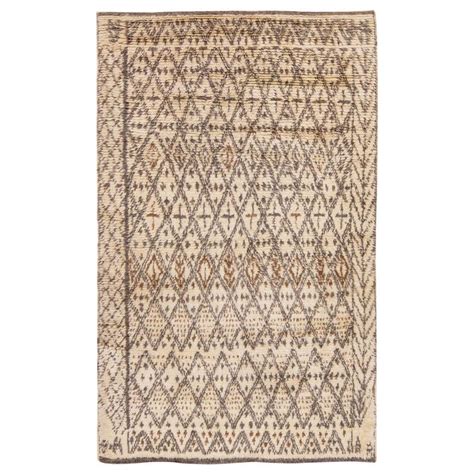 Small Geometric Rug Handmade Grey Beige Carpet Rug Modern Wool Door Mat