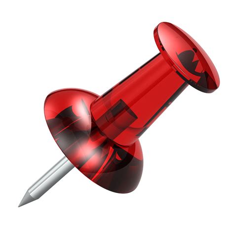Large Red Push Pin Over Transparent Background