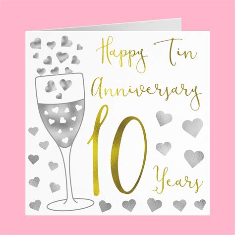 10th Wedding Anniversary Card Happy Tin Anniversary 10 Etsy