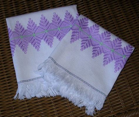 Pair Of Vintage Dish Towels Swedish Thread Weaving Huck Towel Fabric