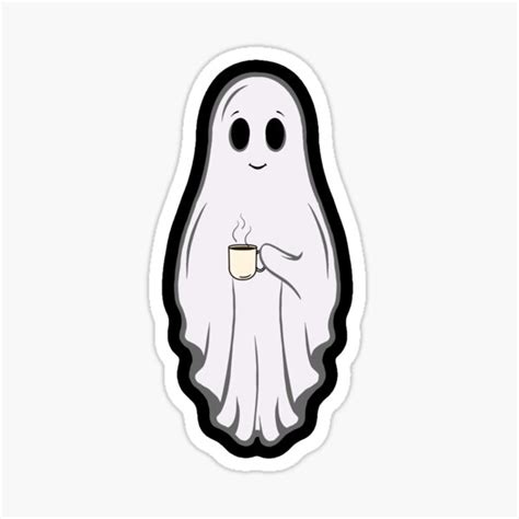 Morning Coffee Ghost Sticker For Sale By Nicolaclaire Redbubble