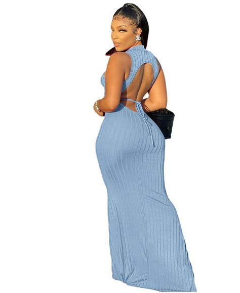 Sexy Turtle Neck Backless Party Maxi Dresses Maxi Dress Party Maxi