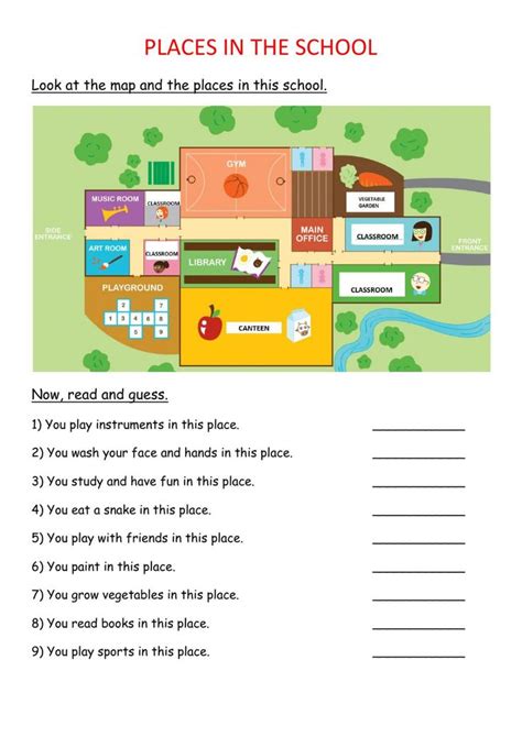 Places In The School Interactive Worksheet School Places English