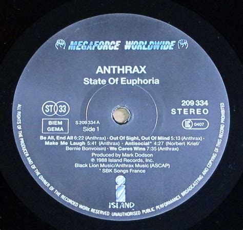 Anthrax State Of Euphoria American Thrash Metal Vinyl Album Gallery