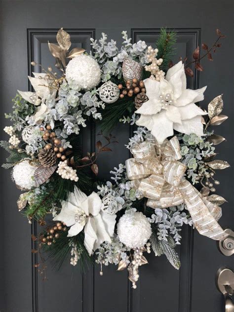 Lg Elegant Christmas Wreathholiday Neutral Wreathchristmas Door Decor