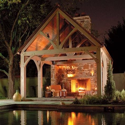 42 Inviting Fireplace Designs For Your Backyard House Exterior Pool