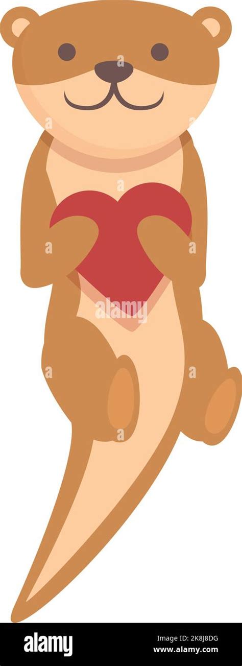 Weasel With Heart Icon Cartoon Vector Cute Animal Mink Ferret Stock