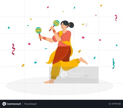 Best Woman Dancing With Maracas Illustration Download In Png And Vector
