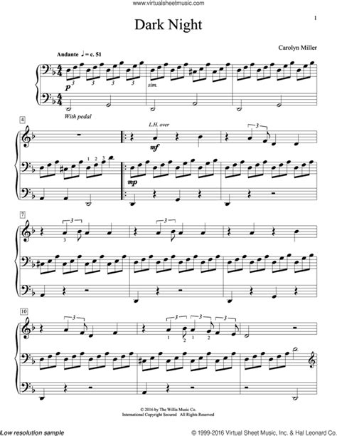 Dark Night Sheet Music For Piano Solo Elementary Pdf