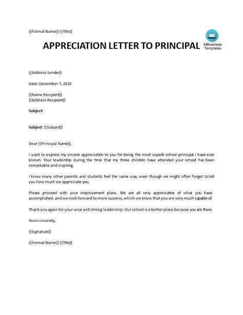 Thank You Letter To Teacher From Principal Templates At