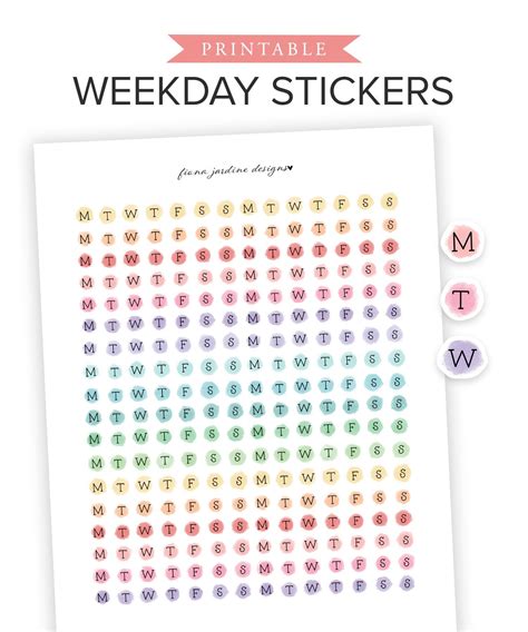 Printable Days Of The Week Stickers Weekday Bullet Journal Etsy Australia