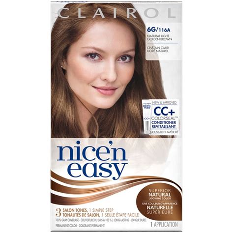clairol nice n easy 6g 116a natural light golden brown permanent hair color 1 kit female