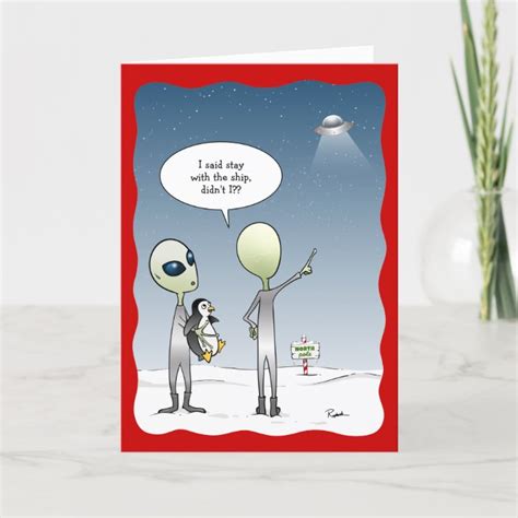 Funny Alien Christmas Ufo Santa Rudolph Holiday Card
