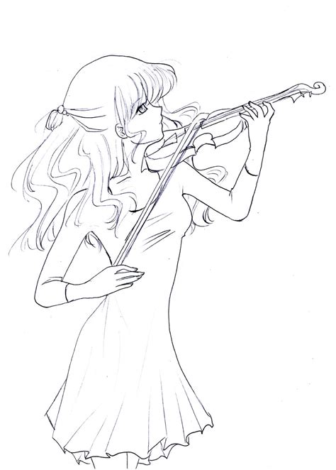 Playing The Violin Lineart By Nyra992 On Deviantart
