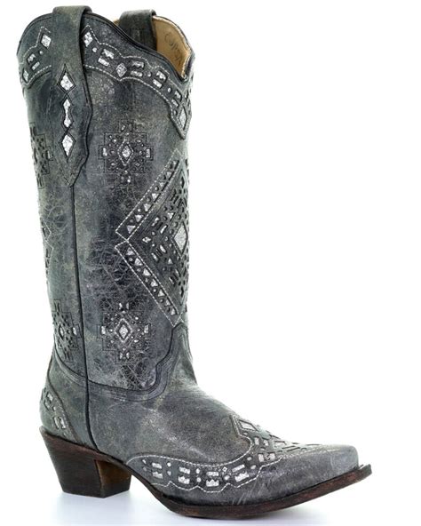 Corral Glitter Inlay Cowgirl Boots Snip Toe Country Outfitter