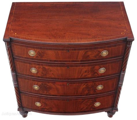 Georgian Inlaid Mahogany Bow Front Chest Of Drawer Antiques Atlas