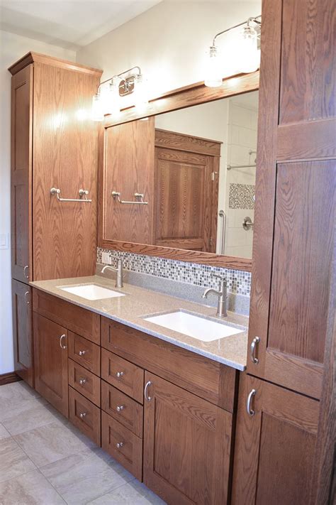Double Vanity With Centered Linen Valley Custom Cabinets Bathroom