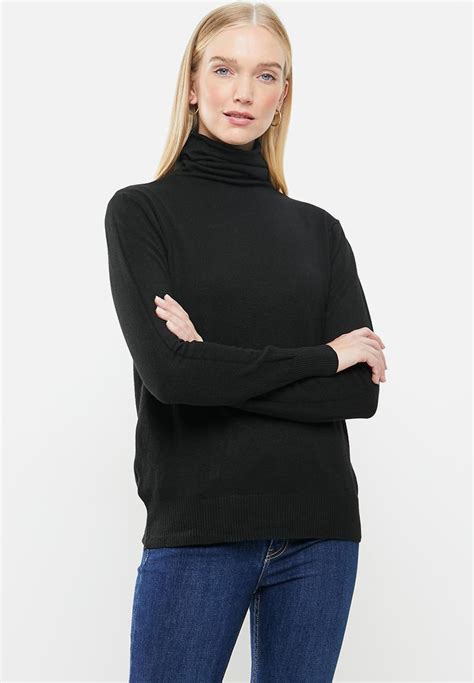 Turtleneck Long Sleeve Jersey Black Style Republic Knitwear