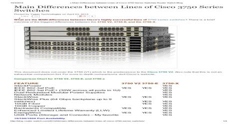 Main Differences Between Lines Of Cisco 3750 Series Switches Router