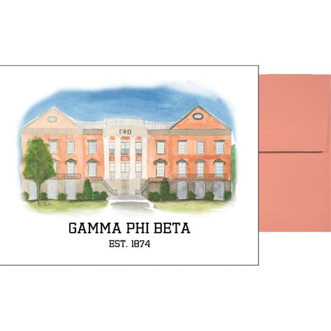 Gamma Phi Beta Sorority House Notecards And Envelopes Playalday