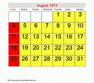 August 1974 - Roman Catholic Saints Calendar