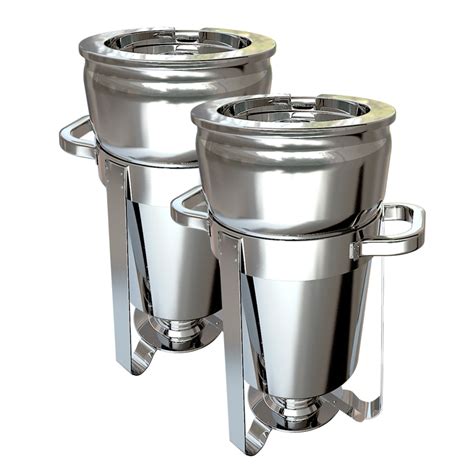 SOGA 2X 11L Round Stainless Steel Soup Warmer Marmite Chafer Full Size