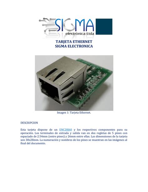 Tarjeta Ethernet Sigma Electronica