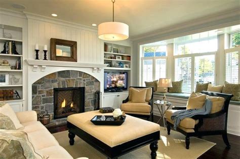 Off Center Fireplace Living Room Cottage Style Living Room