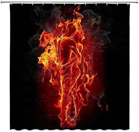 Flame Flame Shower Curtains Nude Couple Embrace Romantic Tapestry