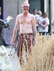 chris evans goes completely shirtless as he films the one show daily mail online