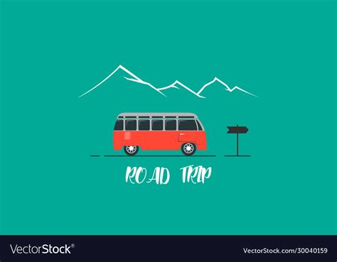 Flat Poster On Theme Road Trip Adventure Vector Image