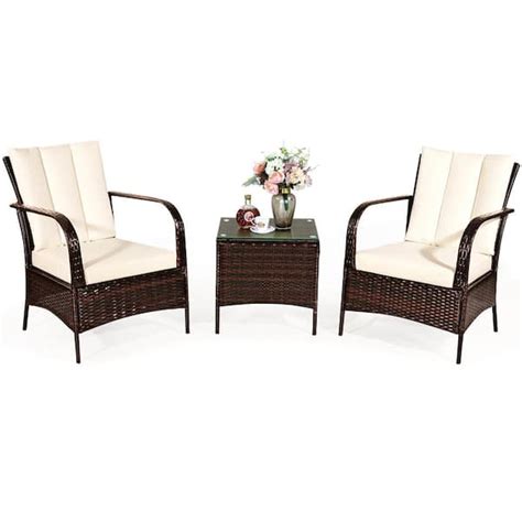 Have A Question About Costway Mix Brown 3 Piece Rattan Wicker Outdoor
