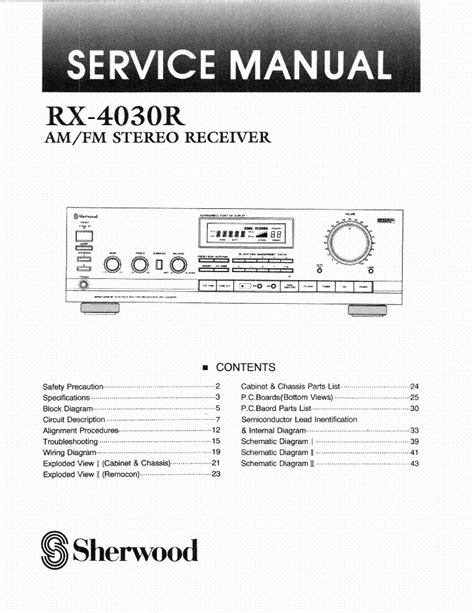 Sherwood Rx 4030r Am Fm Stereo Receiver Service Manual Download