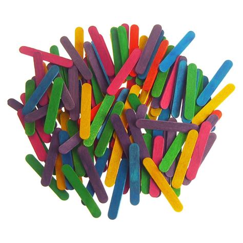 Wooden Craft Popsicle Sticks Assorted Color 2 12 Inch 120 Piece