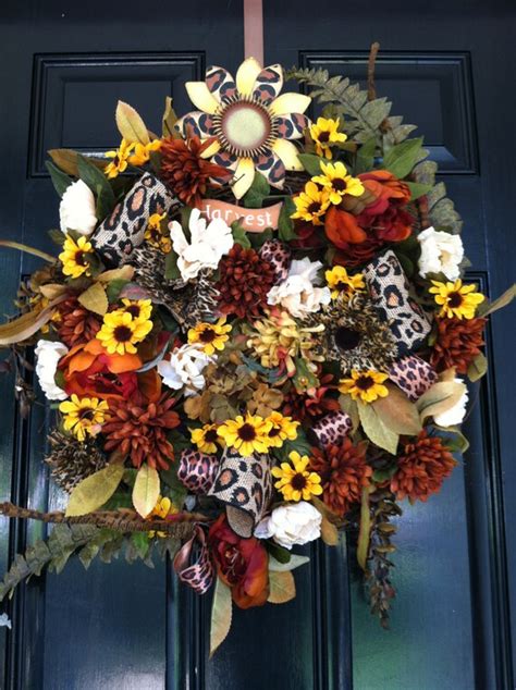 Elegant Luxury Fall Autumn Wreath Sunflower By Designtwentyninesc