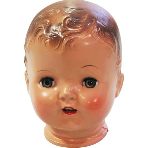 Vintage Hard Plastic Large Doll Head From Mjgdesigns On Ruby Lane