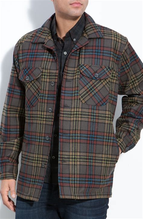 Pendleton Quilted Plaid Shirt Jacket In Brown For Men Lyst