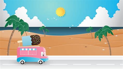 Summer Season Vacation Travel Background Concept Paper Cut Style