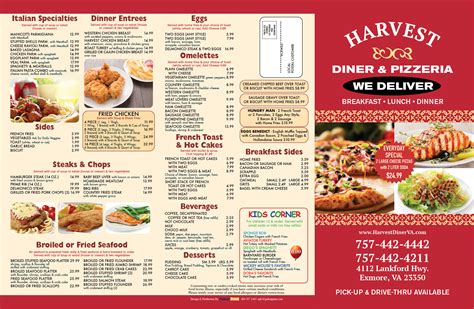 Our Menu Harvest Diner Virginia