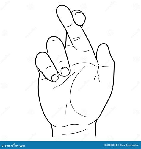 Hand With Crossed Fingers Vector Illustration Stock Vector