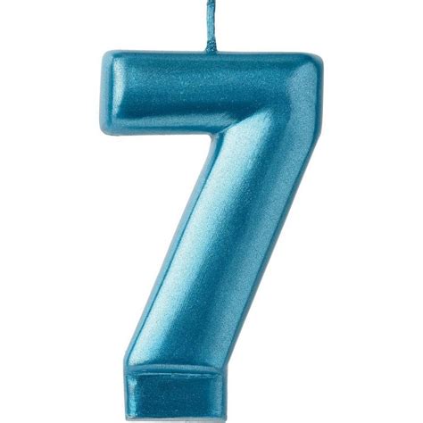 Metallic Blue Number 7 Birthday Candle 3 14in Party City