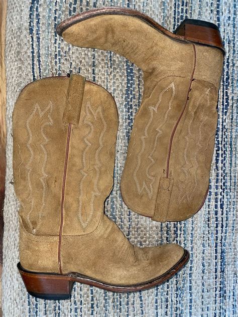 Lucchese 1883 Tan Suede Leather Western Cowboy Boots Gem