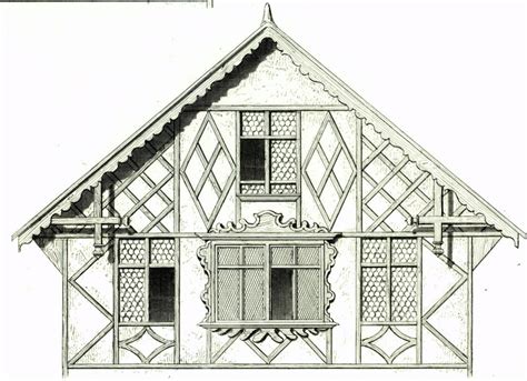 1861 Plans Swiss Chalet Cottage Style Architecture Barns Print Antique