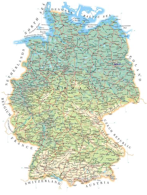 Подробная карта Германии на русском языке с городами политическая