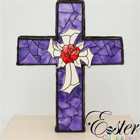 Stained Glass Easter Cross Easter Coloring Book Easter Cross Cross