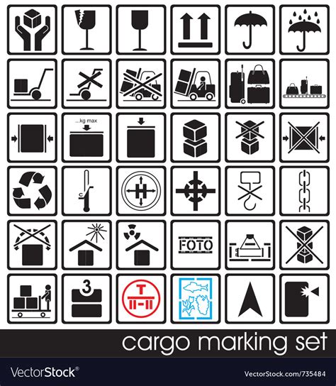 Cargo Marking Icons Royalty Free Vector Image Vectorstock